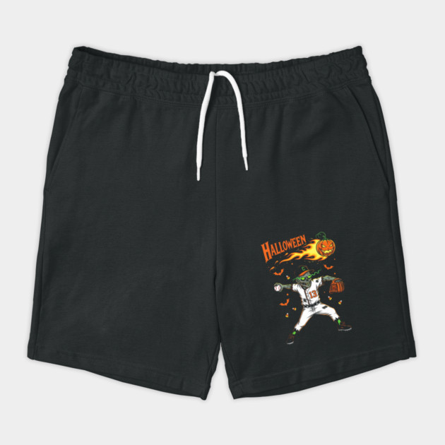 Zombie Baseball Pitcher Throwing Flaming Pumpkin Funny Shorts