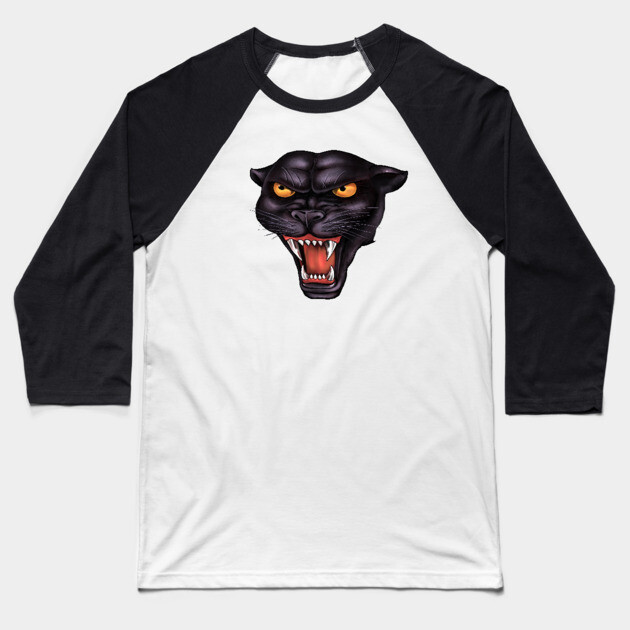 Rowdy Panther Head Baseball T-Shirt