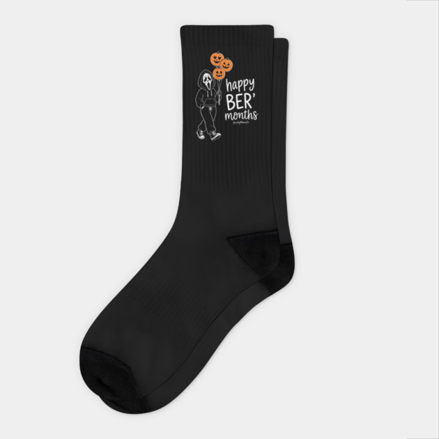 Happy Ber Months Ghost Face Pumpkin Balloons Halloween Socks