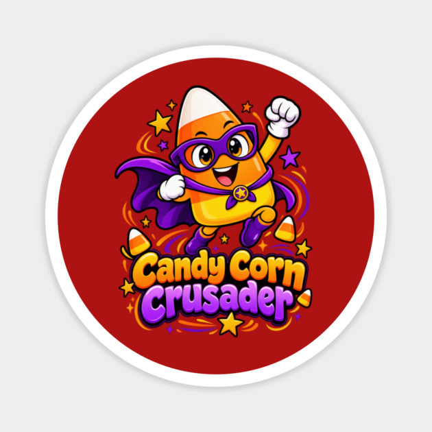 Candy Corn Crusader – Cute Halloween Superhero Magnet