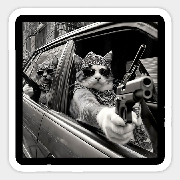 Funny Vintage Gangster Cat Memes Cat Gang Cat Mom Dad Women Sticker