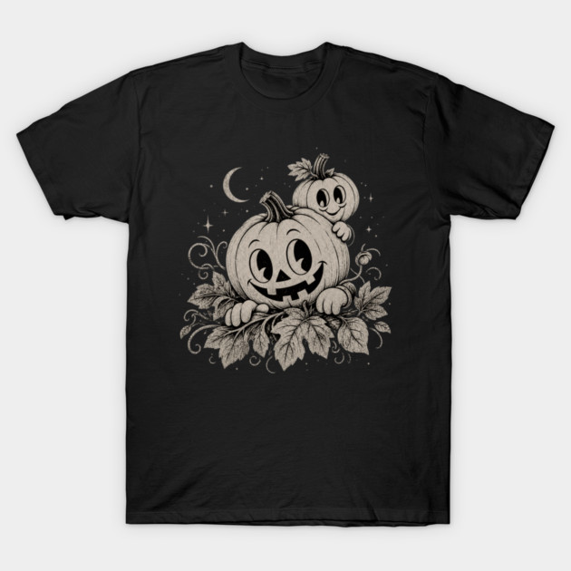 Cozy Pumpkin Buddies Illustration T-Shirt