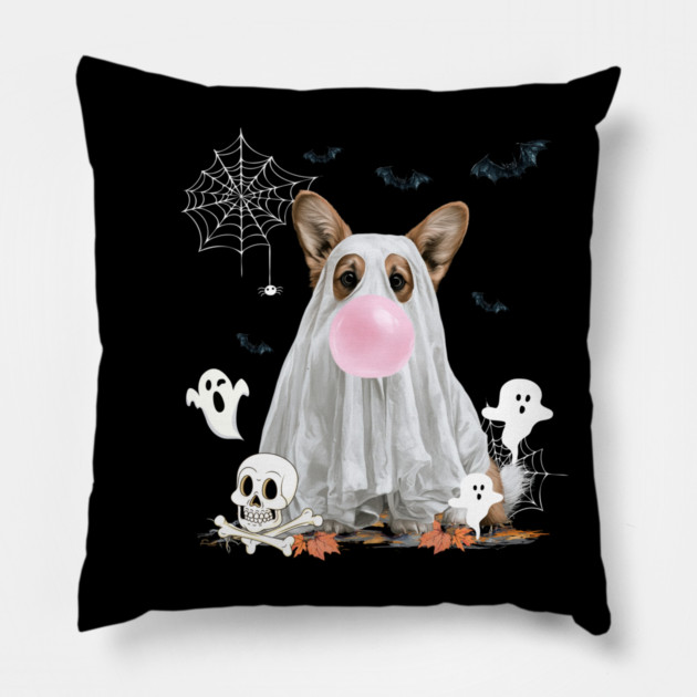 Corgi Dog Ghost Dressed Funny Halloween Dog Lover Pillow