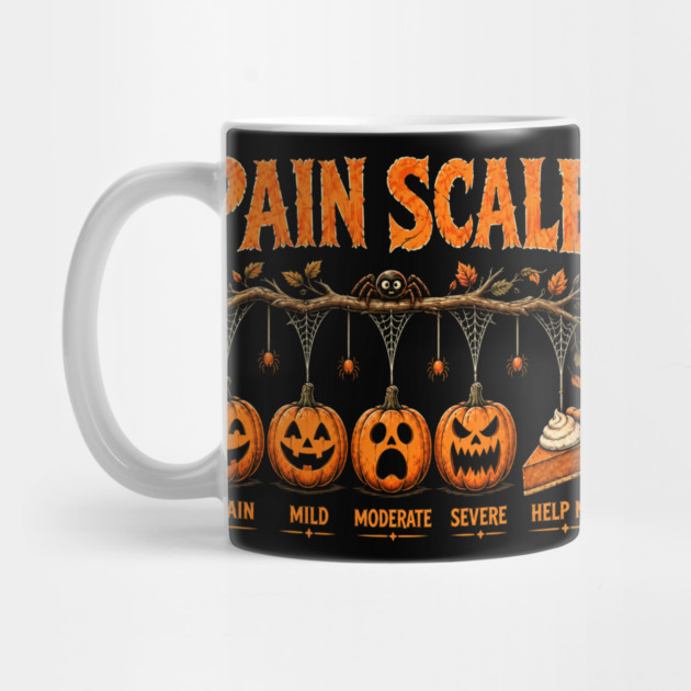 Pumpkin Pain Scale Funny Halloween Pie Humor Mug