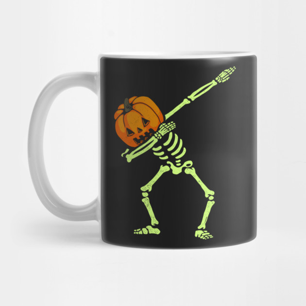 Dabbing Skeleton Pumpkin Glow Mug