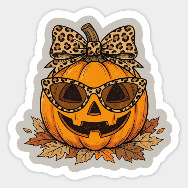 Leopard Halloween Pumpkin Sticker