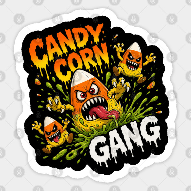 Candy Corn Crew Creepy Monster Slime Halloween Classic Sticker