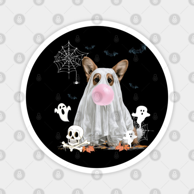 Corgi Dog Ghost Dressed Funny Halloween Dog Lover Magnet