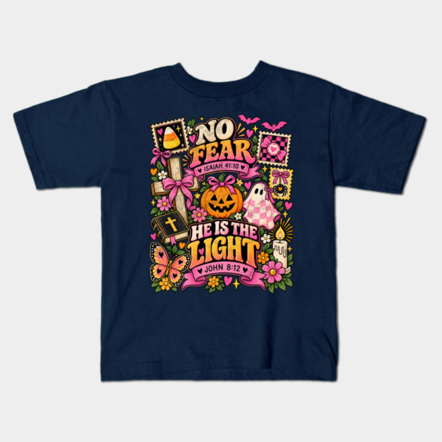 Shine with The Light of Jesus Christian Halloween Pumpkin Kids T-Shirt