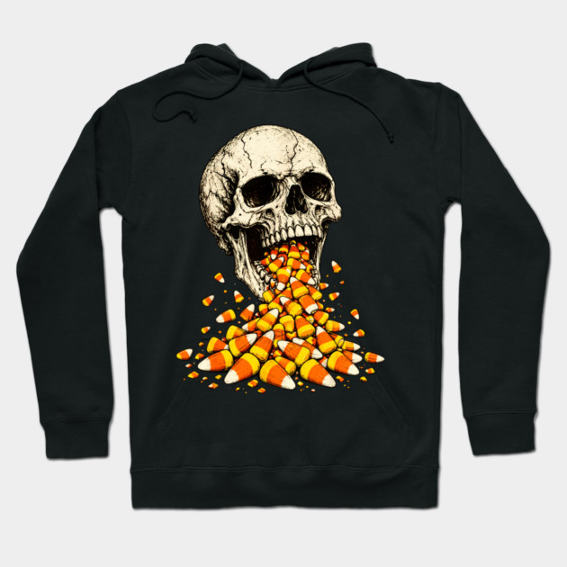 Skull Vomiting Candy Corn Halloween Spooky Candy Lover Horror Fun Apparel Gift Hoodie