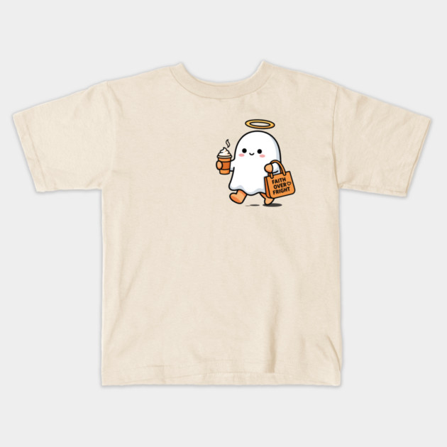 Pumpkin Spice and Jesus Christ Faith Over Fright Kids T-Shirt