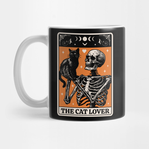 The Cat Lover Tarot Card - Black Cat and Skeleton Halloween Mug