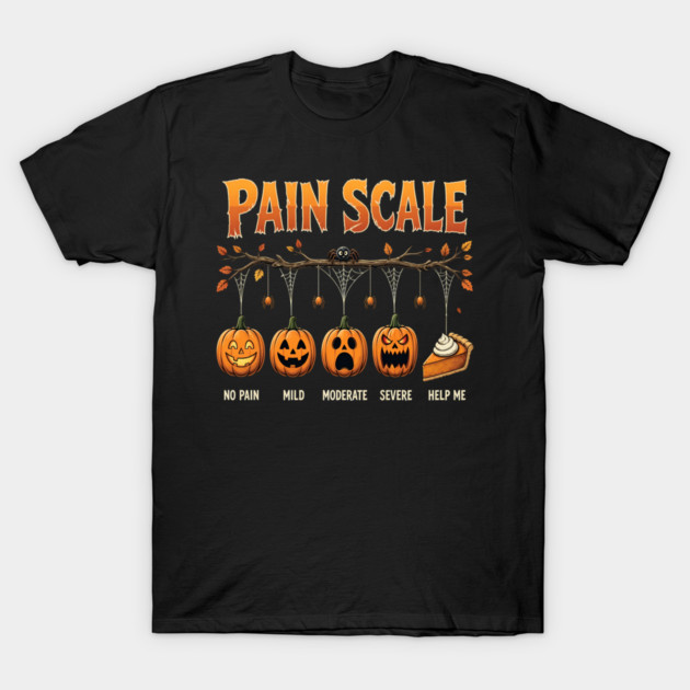 Pumpkin Pain Scale Funny Halloween Pumpkin Pie Design T-Shirt