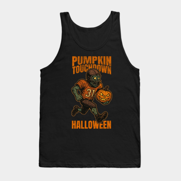 Pumpkin Touchdown Zombie Football Player - Funny Halloween Design Tank Top