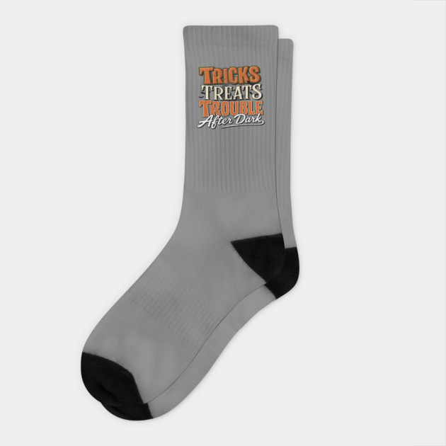 Trick or Treat Halloween Tricks Treats Trouble Spooky Tee Socks