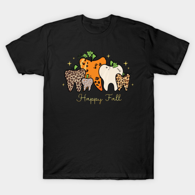 Happy Fall Toothy Leopard Pumpkin T-Shirt