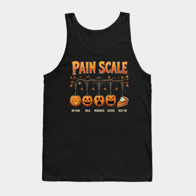 Pumpkin Pain Scale Funny Halloween Pumpkin Pie Design Tank Top