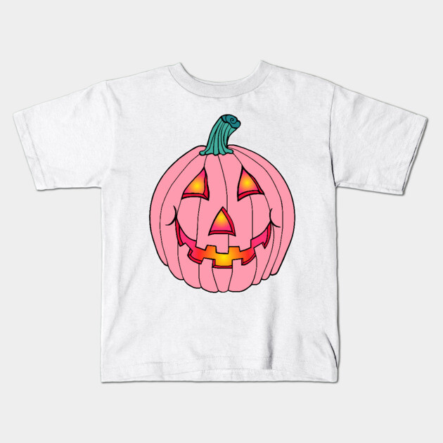 Pink Glowing Jack-O-Lantern Smiling Pumpkin Kids T-Shirt