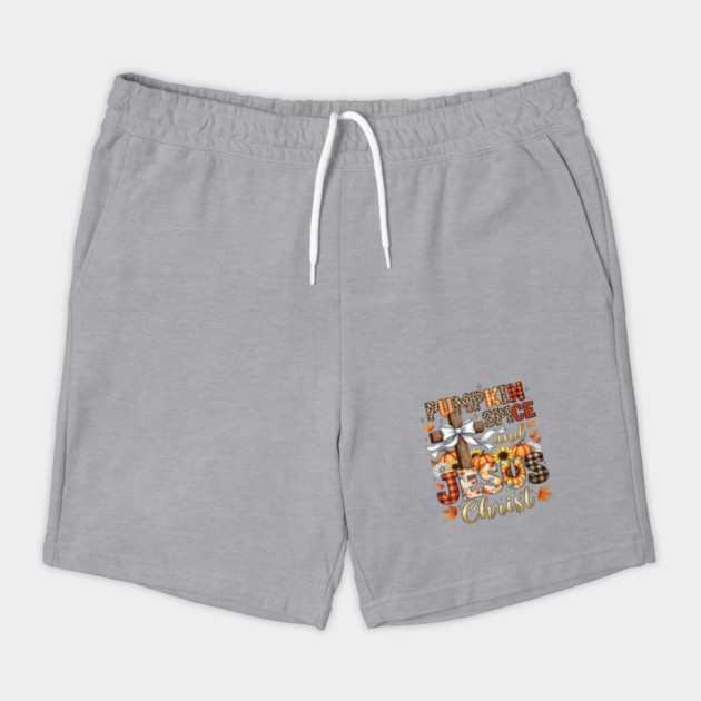 Pumpkin Spice Jesus Christ Autumn Christian Cross Tee Shorts