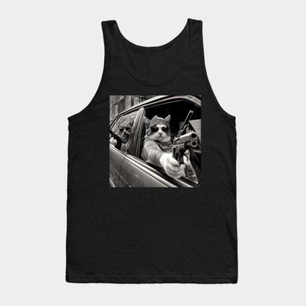Funny Vintage Gangster Cat Memes Cat Gang Cat Mom Dad Women Tank Top