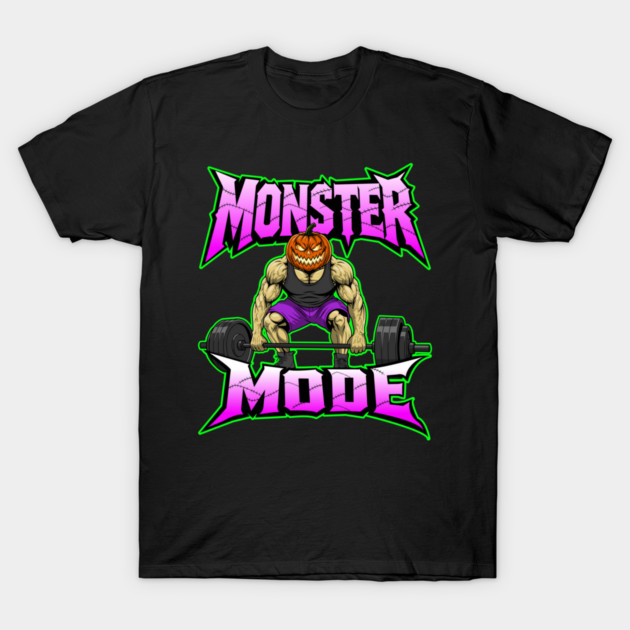 Halloween Gym Monster Mode Pumpkin Bodybuilder T-Shirt