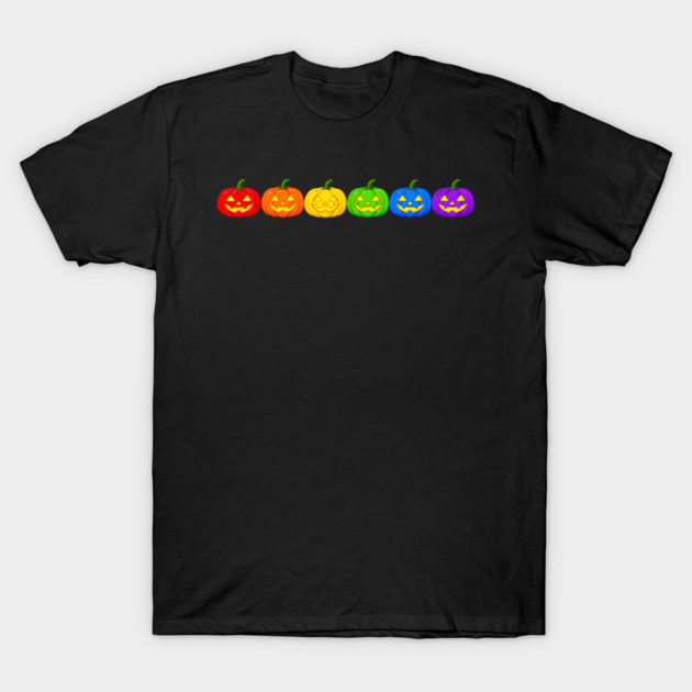 Rainbow Jack O Lantern Pumpkins, Halloween LGBT Gay Pride T-Shirt