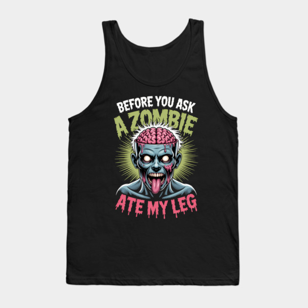 Zombie Halloween Funny Leg Amputee Humor Tank Top