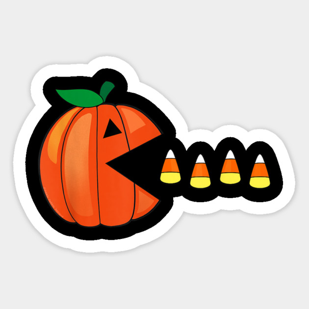 Funny Halloween Pumpkin Eating Candy Corn Gift Sticker