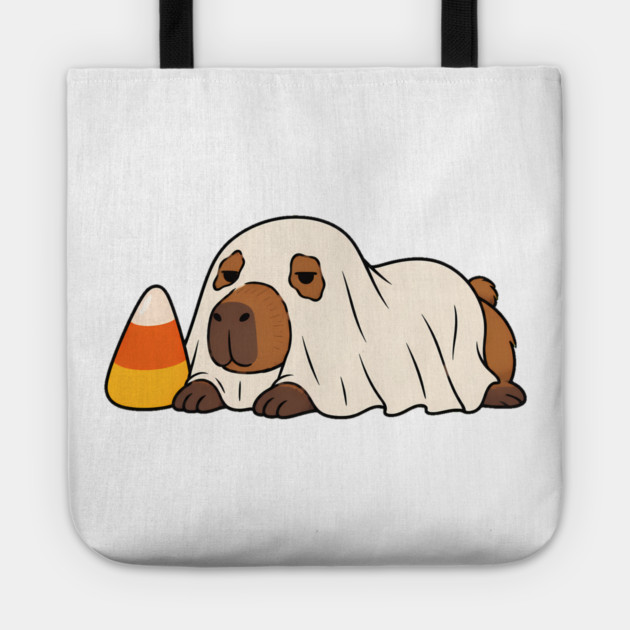Ghost Capybara Candy Corn Halloween Tote