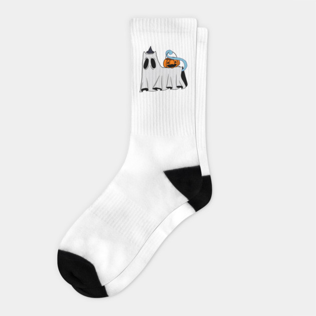 Trick-Or-Treat Ghost Cat Socks