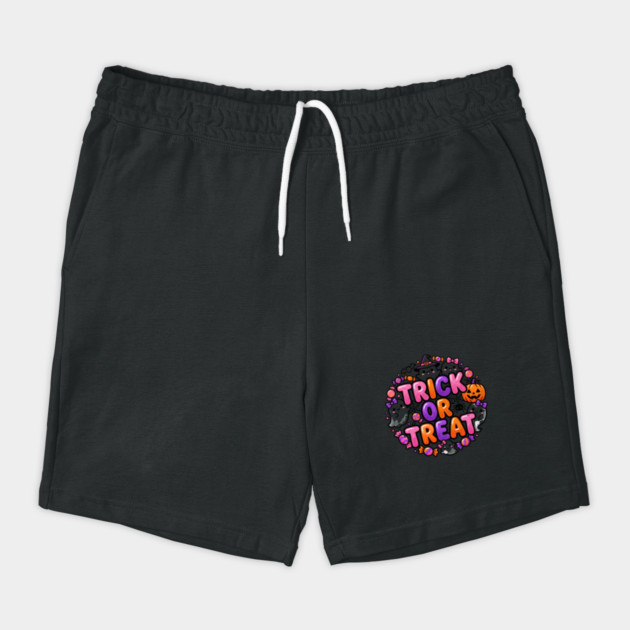 Retro Trick Or Treat Halloween Candy Pumpkin Witch Wreath Aesthetic Shorts