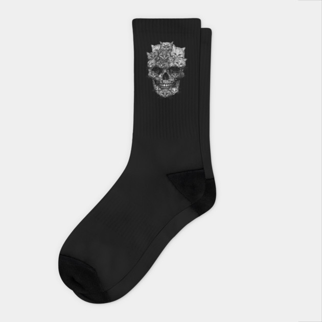 A Skull But It's Cats Kitty Skeleton Halloween Cat Skull Socks