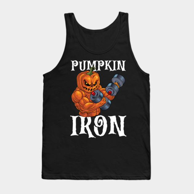 Pumpkin Iron Jack O Lantern Creepy Halloween Gym Workout Tank Top
