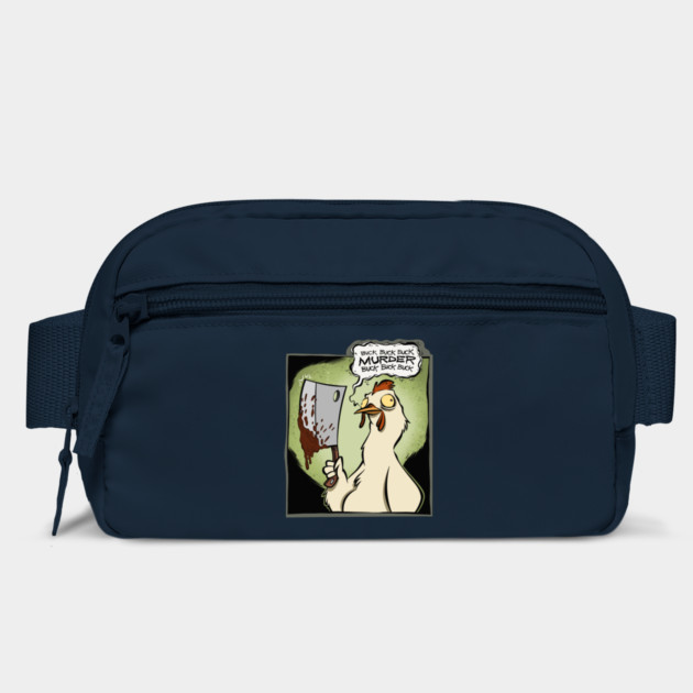 Funny Murder Chicken with Bloody Cleaver Belt Bag - Wide-Eyed Cartoon Hen with Murder Speech Bubble, Fanny Pack, Gift for Chicken Lovers