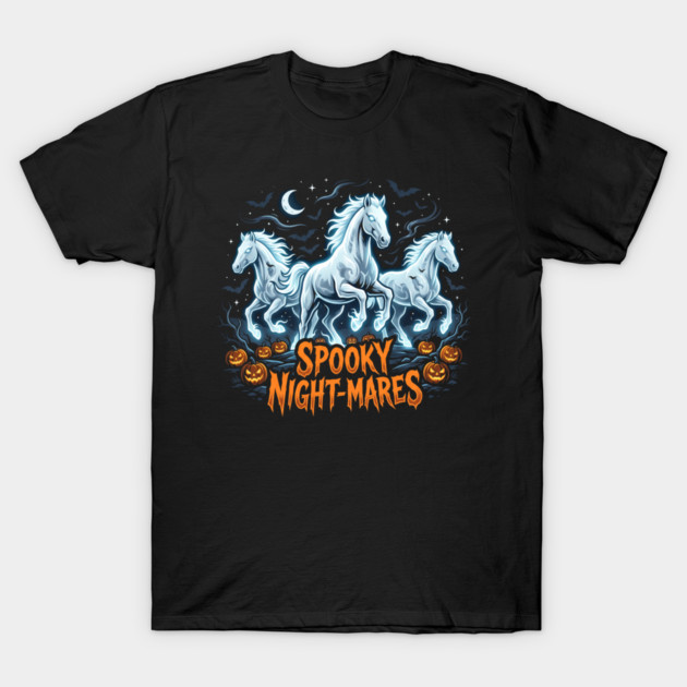 Spooky Night Horses – Funny Ghost Horse Halloween Art T-Shirt