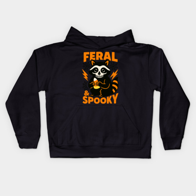 Feral Spooky Raccoon Halloween Candy Corn Kids Hoodie
