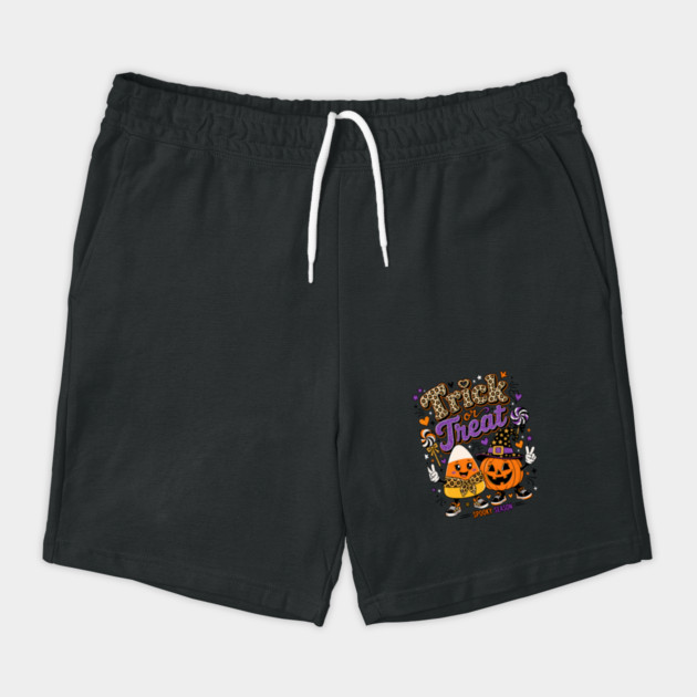 Candy Corn Pumpkin Leopard Bow Halloween Character Shorts