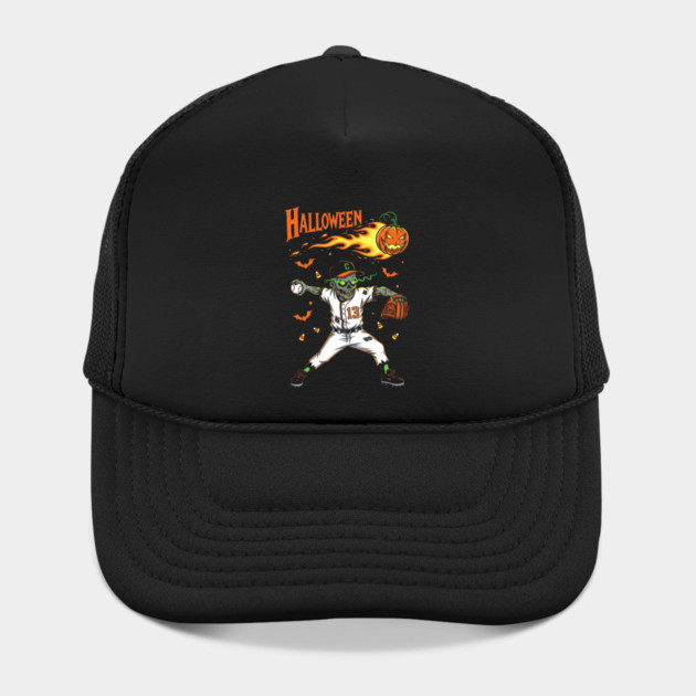 Zombie Baseball Pitcher Throwing Flaming Pumpkin Funny Hat