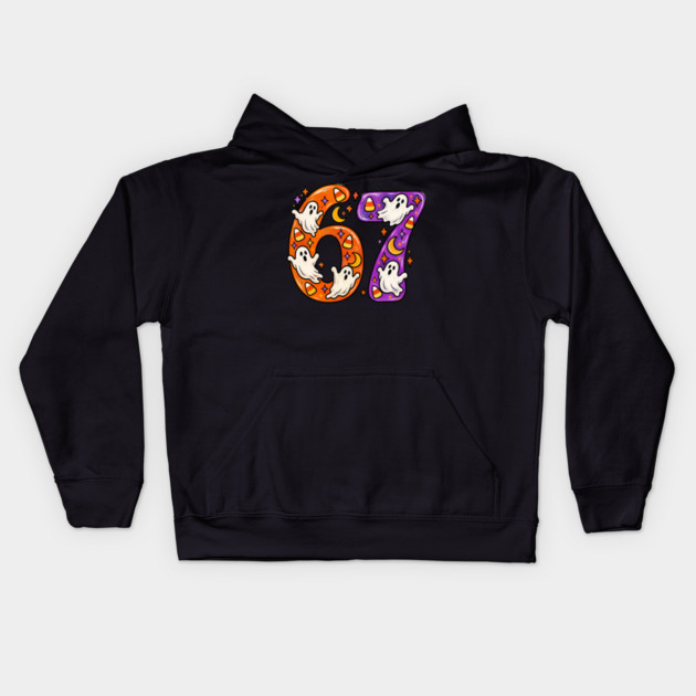 Groovy Spooky 67 Ghost Candy Corn Halloween Retro Graphic Kids Hoodie