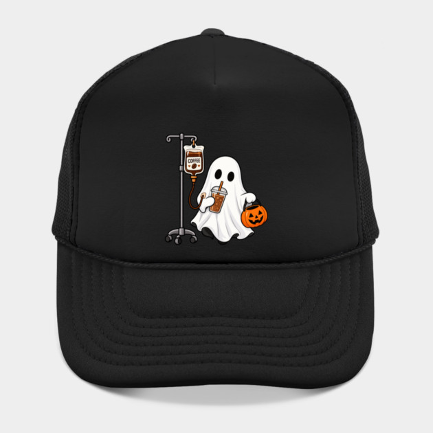 Coffee Ghost Halloween Caffeine Lover Spooky Season Hat