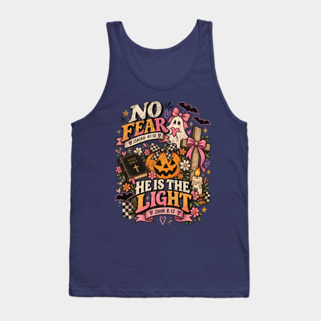 Shine with The Light of Jesus Christian Halloween Pumpkin Tank Top