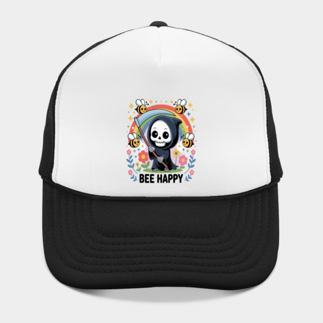 Bee Happy Cute Grim Reaper Rainbow Hat