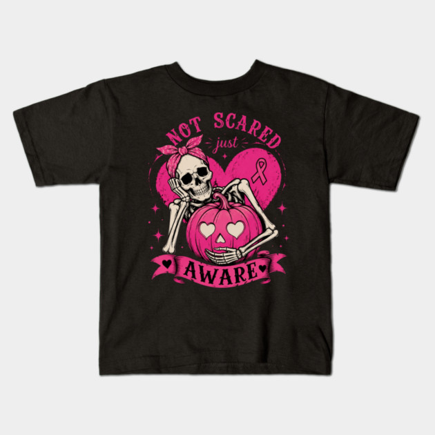 Funny Breast Cancer Awareness Survivor Retro Halloween Pumpkins Kids T-Shirt