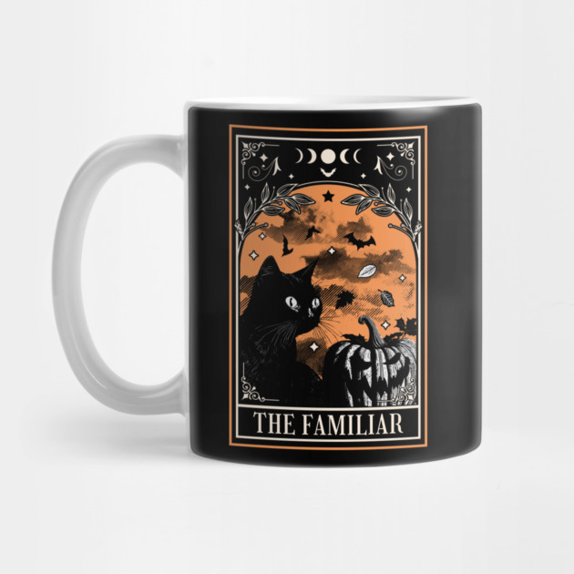Black Cat Tarot Card - Witch Familiar Witchcraft Halloween Mug