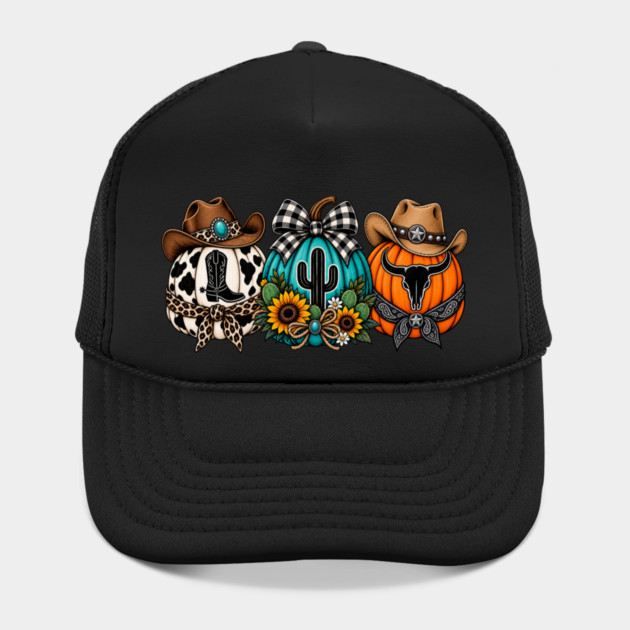 Western Halloween Pumpkins Cowgirl Cowboy Hat