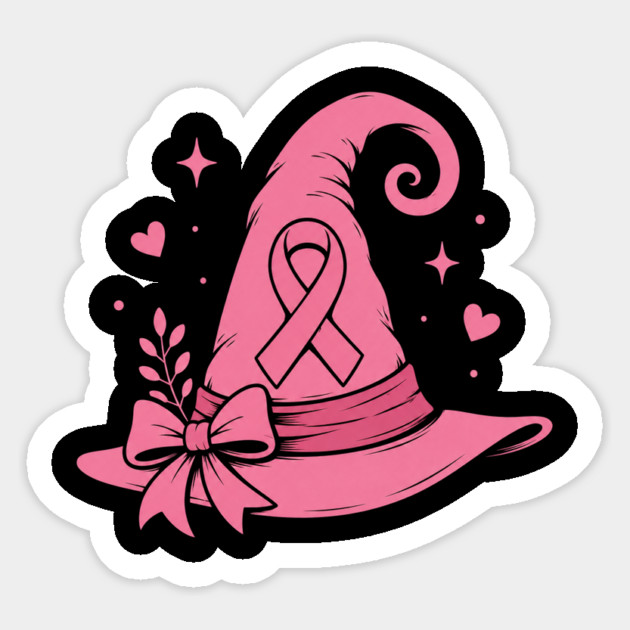 Pink-Ribbon-Witch-Hat-Breast-Cancer-Hal Sticker