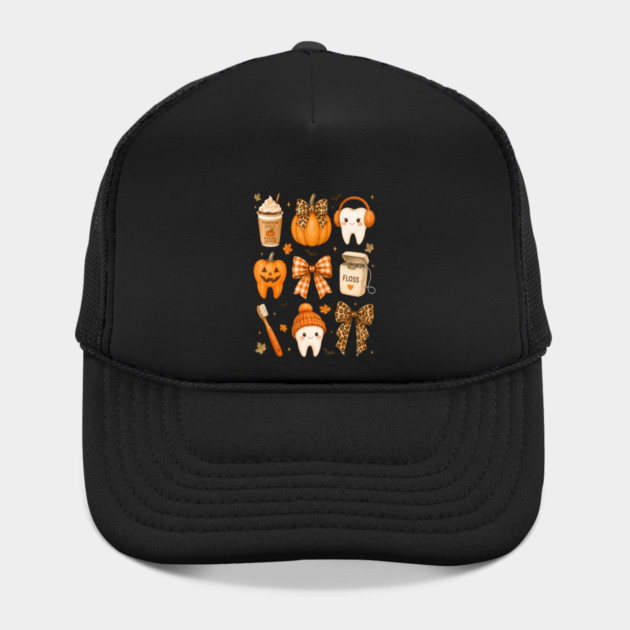 Fall Dentist Halloween Tooth Pumpkin Bow Dental Hygienist Hat