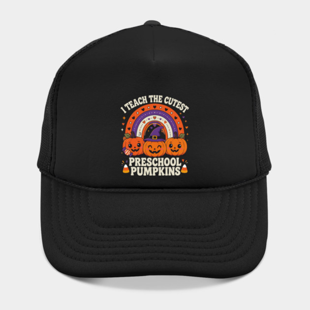 Preschool Pumpkins Halloween rainbow teacher graphic Hat