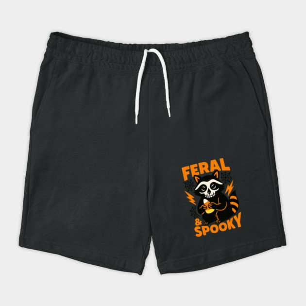Feral Spooky Raccoon Halloween Candy Corn Shorts