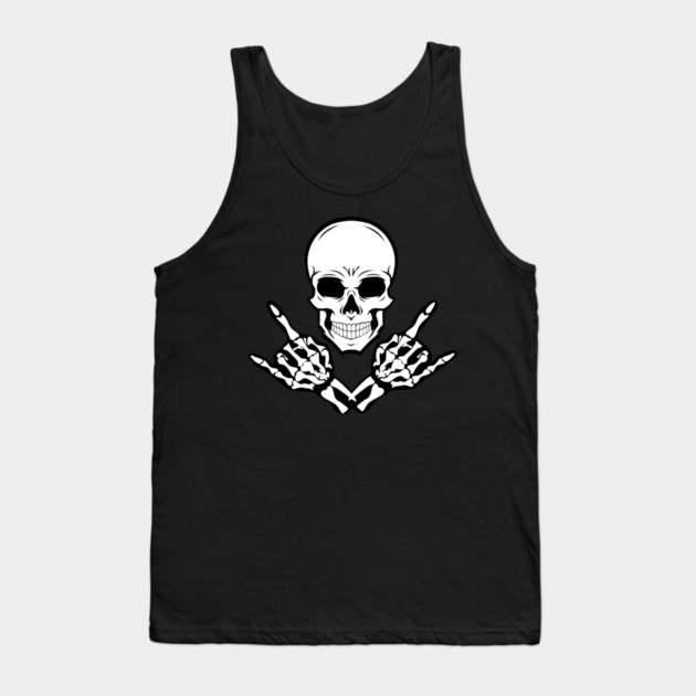 Creepy Halloween Rocking Skeleton Rock And Roll Tank Top